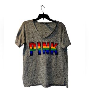 Pink Victoria’s Secret rainbow spell out tshirt large